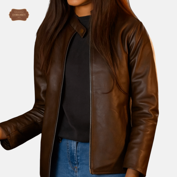 Plain Leather Jacket Women - Image 3