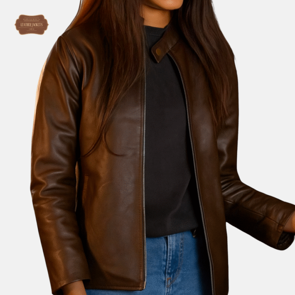 Plain Leather Jacket Women - Image 2