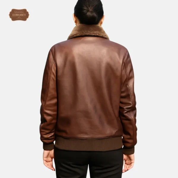 Women bomber leather jacket - Image 3